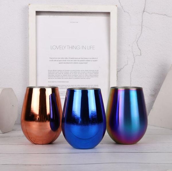 

3colors 12oz egg cups wine glasses double wall stainless steel vacuum insulated cups cocktail cups outdoor beer mugs with lids