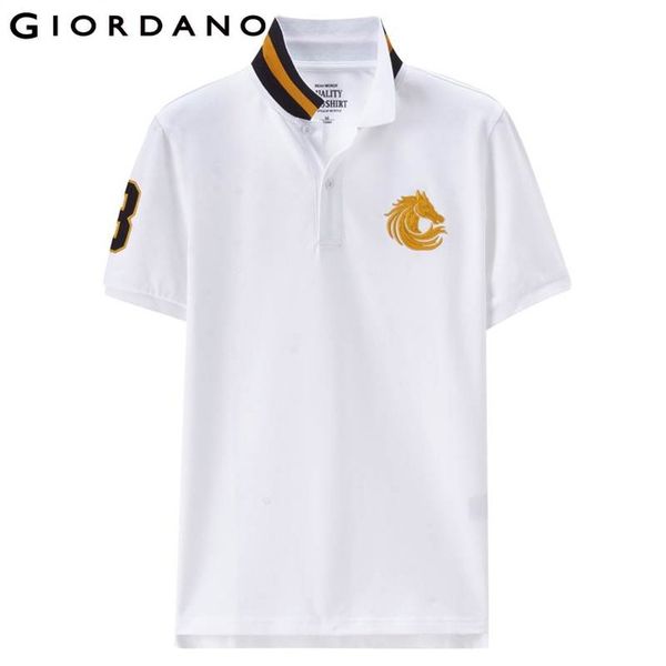 

giordano men polo shirt men short sleeve embroidery polo shirt turn -down collar polo homme fashion camisa polos masculina wholesale, White;black