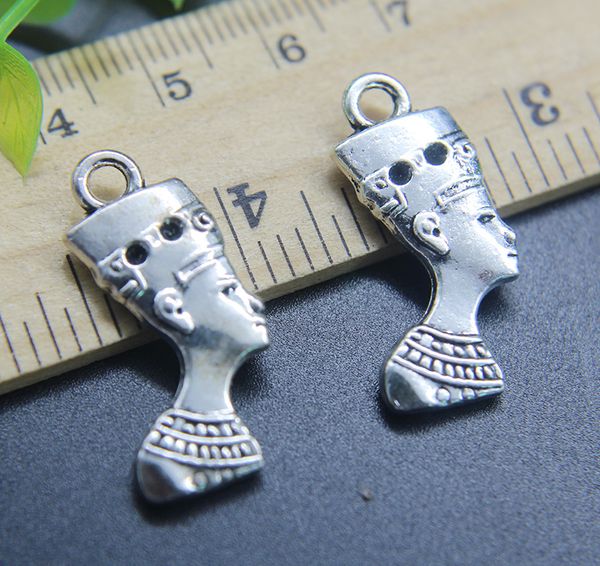 

wholesale egypt nefertiti queen charms pendant retro jewelry making diy keychain ancient silver pendant for bracelet earrings 28*15mm, Bronze;silver