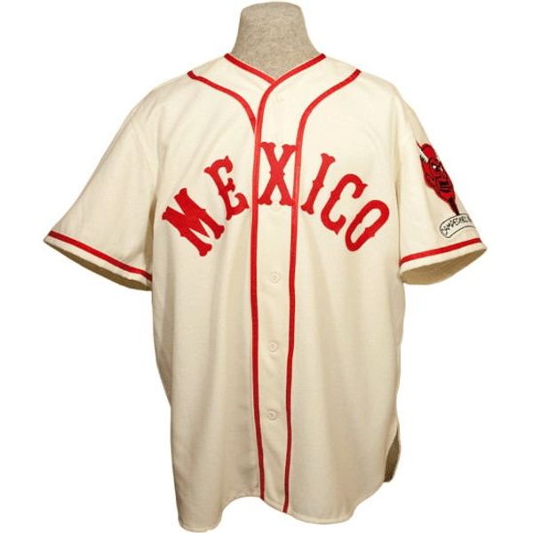 

Mexico city red devil 1957 home jer ey tiched name number logo ba eball jer ey for men women youth