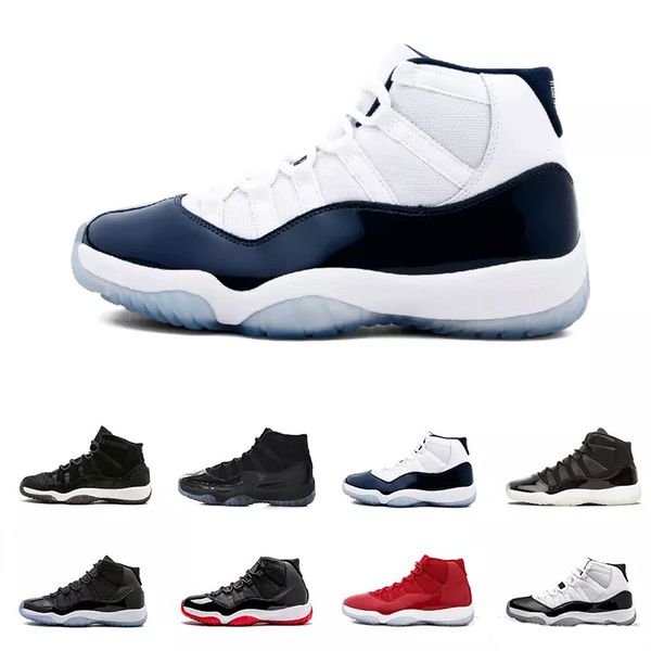

New 11s Basketball Shoes men women gym red Midnight Navy PRM Heiress bred Space Jam Barons legend university blue concord Georgetown Sneaker