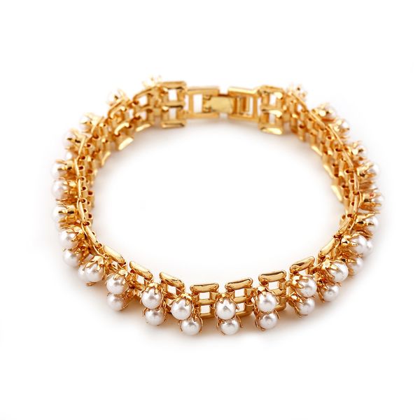 

trendy women mosaic bead bracelets plated metal hollow chain bracelet fashion simple geometric elegant jewelry statement, Black