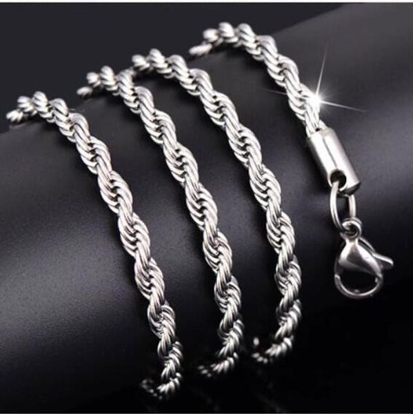 

twist chains necklace silver stainless steel women's rope chain necklace fashion jewelry