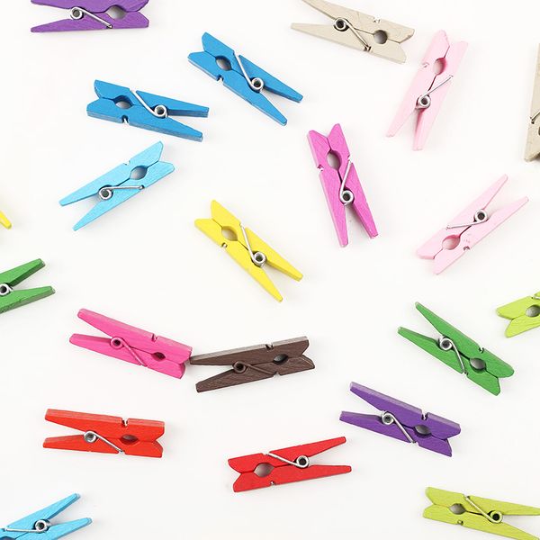 

20 pcs mini wooden decorative color clip wood clothespin clips note pegs mixed for p paper clothes office supplies