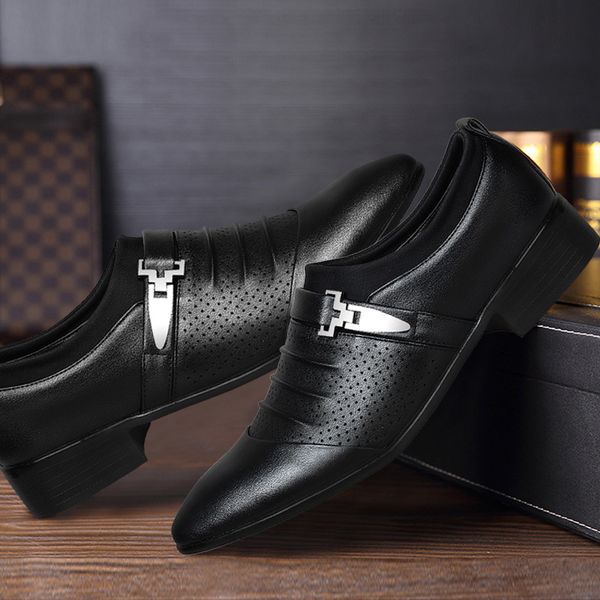 

2019 summer office shoes men mens business shoes leather dress shoes men zapatos de hombre de vestir formal sapato social masculino couro, Black