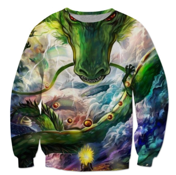 

2018 autumn new fashion 3d sweatshirt men women long sleeve outerwear dragon ball z shenron print o-neck pullovers b141, Black