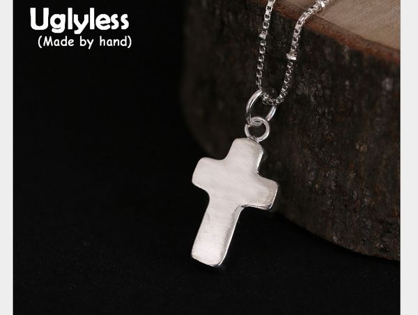 

uglyless real s925 sterling silver cross pendants god bless us religious necklace without chain men women handmade bijoux