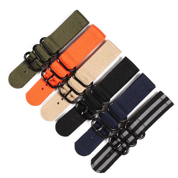

20 22 24mm solid bracelet army green nato fabric nylon watch watchbands woven zulu straps bands black buckle belt, Black;brown