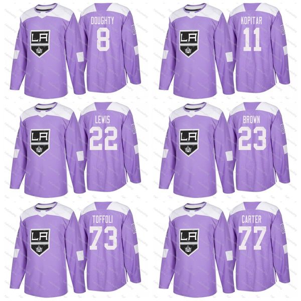 

Los Angeles Kings Hockey Fights Cancer Practice Anze Kopitar Jonathan Quick Drew Doughty Jeff Carter Marian Gaborik Dustin Brown Jerseys