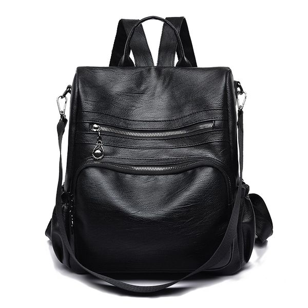 

women backpack fashion large capacity ladies pu leather bag leisure travel shopping multi-functional student school bags