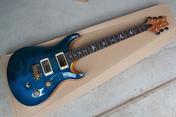 Kostenloser Versand Private Stock Johnny Hiland Custom Shop 24 Blue Tiger Flame Ahorndecke E-Gitarre