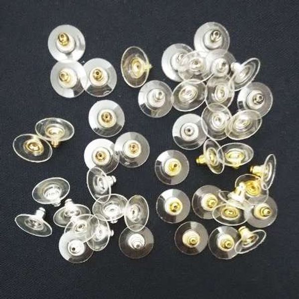 

earrings back ser bullet shape ear post plug stud earrings ear nut with clear plastic pads findings jewelry making parts diy, White