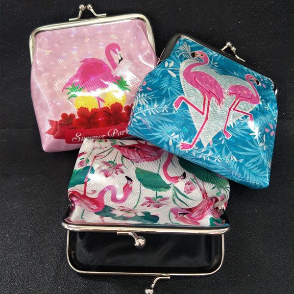

m085 catoon coin purse for women fashion animal flamingo bright color hasp zero bag women student bag gift wholesale, Red;black