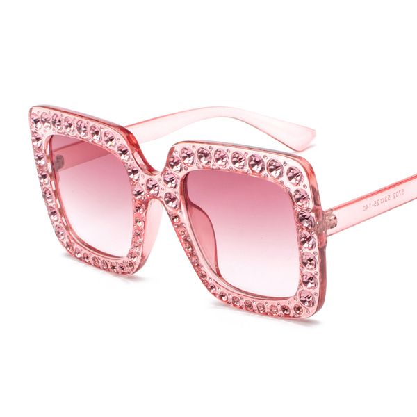 

quality fashion women sunglasses 2018 retro vintage luxury glasses big frame crystal square diamonds oversize sunglasses uv400, White;black