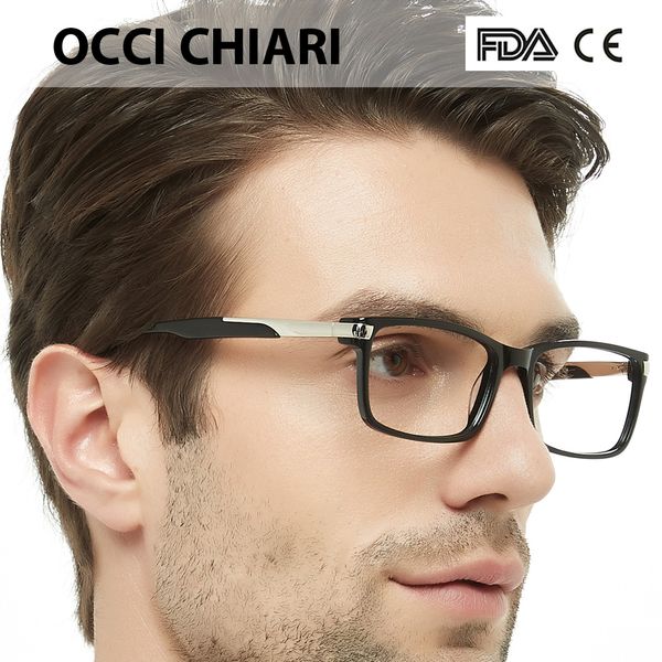 

occi chiari eyewear frames optical eyeglasses eyewear gafas rectangle men black prescription glasses frames clear lens w-capati, Silver