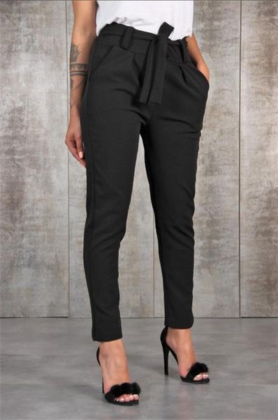

2018 fashion women long pants bandage elastic waist casual ladies pencil pants female bow knot trousers women's ws8307c, Black;white