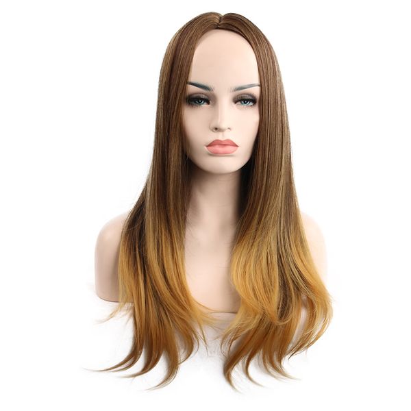 Women Girls Wig Long Hair Curly Hair Brown Mix Color Hot Style