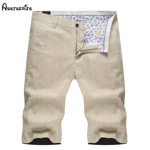 

men linen casual shorts 2018 summer new men business pure color male outwear short short d60, White;black