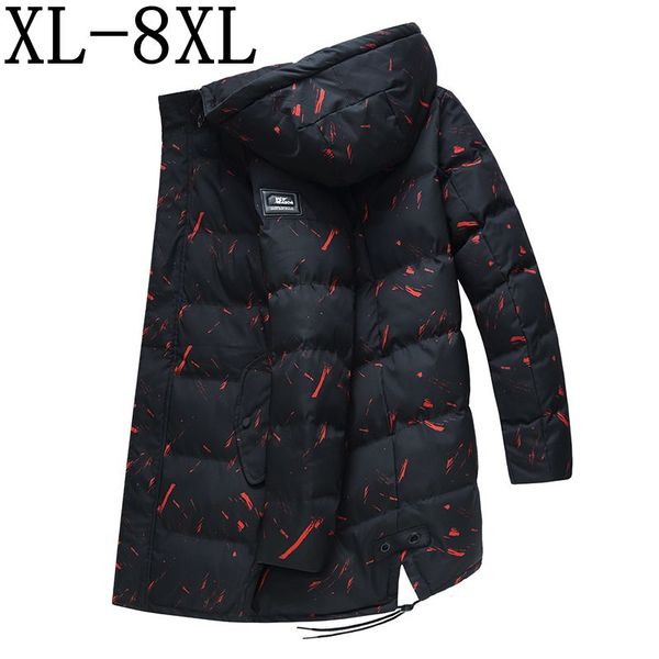 

2018 new men winter jacket fashion hooded thermal long parkas male casual hoodies brand clothing warm coat plus size -8xl, Black