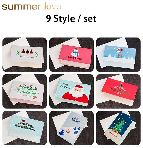 

9 pcs/pack christmas mini lomo card valentine's day new year greeting card postcard birthday gift message cartoon blessing cards, Black;white