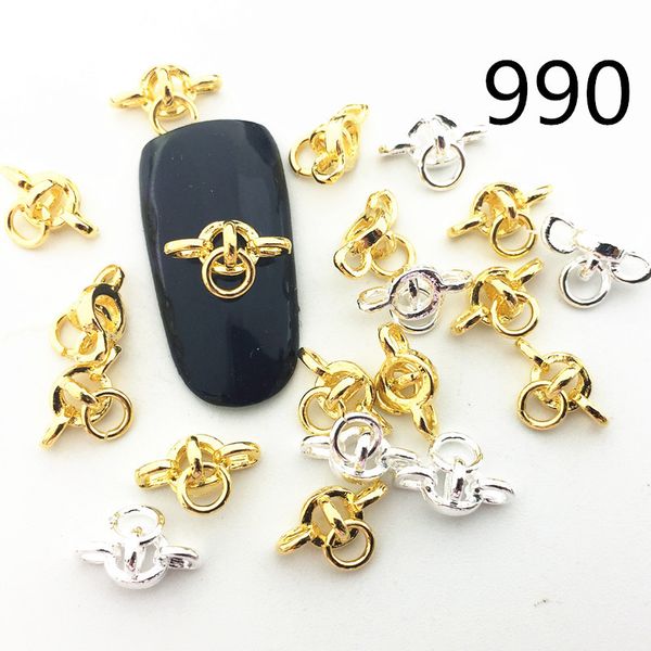 

10pcs japan korea 3d nail art decoration alloy kawaii punk style metal nail accessory diy tool for manicure, Silver;gold