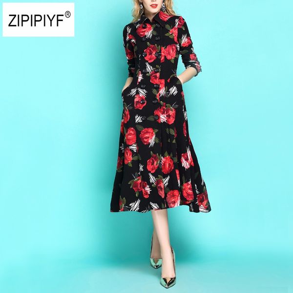 

2018 new spring autumn women trench coat rose floral print turndown collar double-breasted vintag trench long sleeve b387, Tan;black