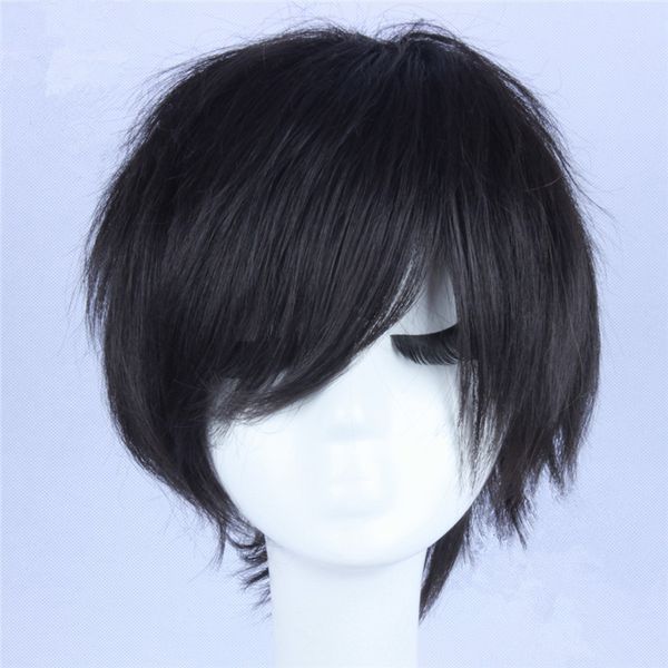 Z F Shot Black Anime Cosplay Wig Men Wigs Straight Synthetic