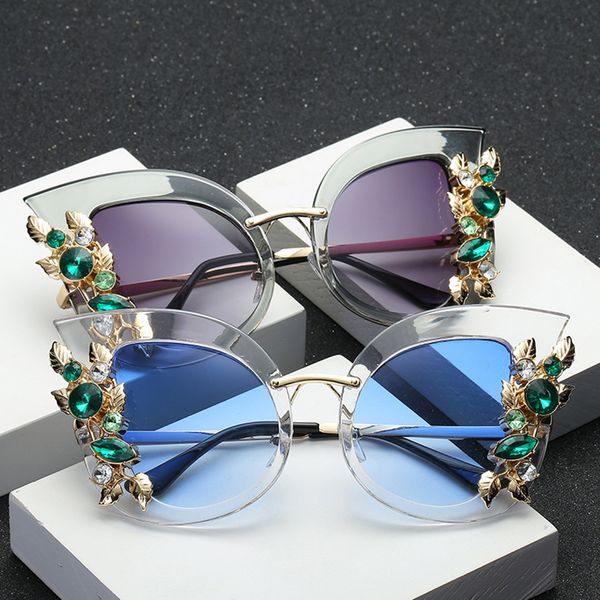 

кошачий глаз солнцезащитные очки женщины роскошный цветок градиент солнцезащитные очки для женщин uv400 оттенки старинные горный хрусталь оч, White;black