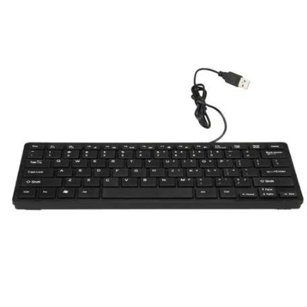 Черный ультратонкий тихий маленький размер 78 ключей Mini Multimedia USB-клавиатура для ноутбука