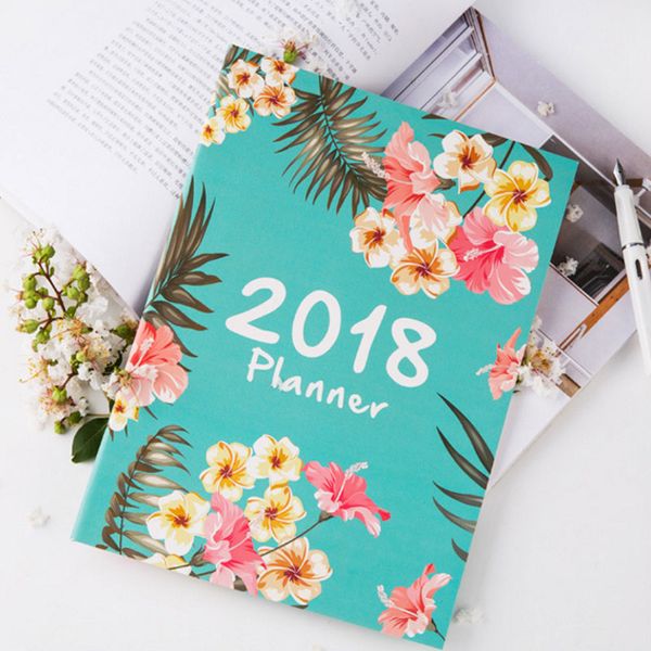 

2018 year new cute flowers calendar time organizer candy school student diary agenda monthly planner notebooks stationery ,a4, Purple;pink