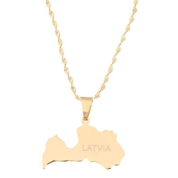 

stainless steel latvia map pendant necklace for women latvijas republika maps necklaces jewelry gifts, Silver