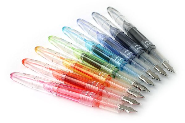 

pilot petit1 mini fountain pen - fine nib transparent colorful ink pen wrting supplies spn-20f