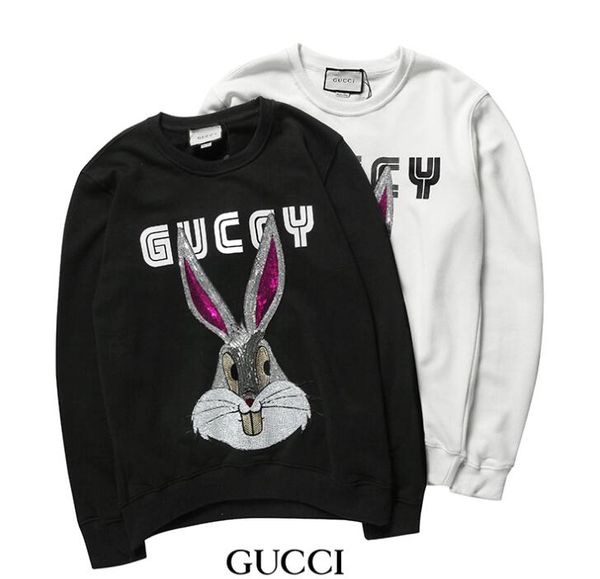 

2019Autumn pigalle stussy winter Terry, чистый хлопок Bunny men and women's sweater, черный, белый, код S-XXL