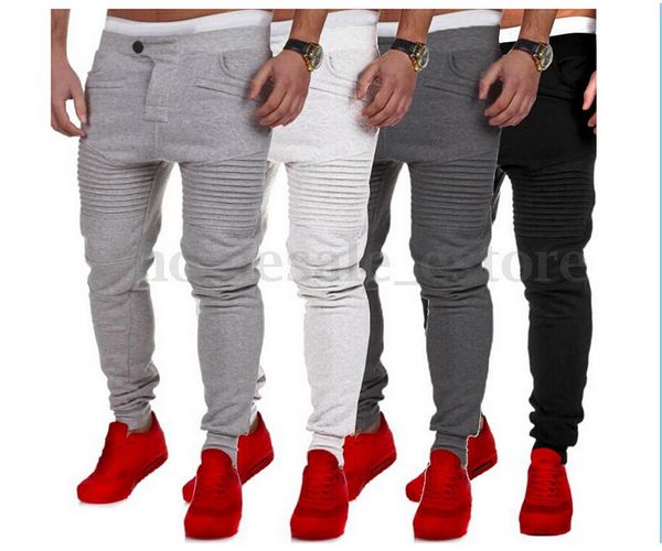 

explosions slim men's fitness casual pants splicing design striped skinny men's pants, Black