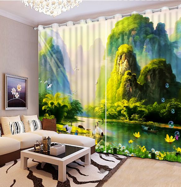 

custom 3d curtains sun crane landscape curtains for bedroom kitchen window curtains luxury living room curtain