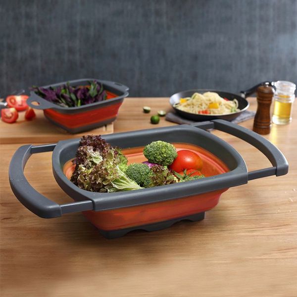Foldable Colander Drain Folding Baskets Collapsible Kitchen