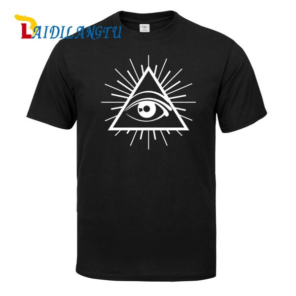 

new mens summer all seeing eye mens tshirt fashion print t-shirt men's pattern men's print cotton t-shirt, White;black