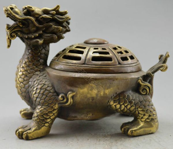 Collectible-Decorado-Velho-Handwork-Copper-Esculpido-Dragon-Tortoise-Incense-B