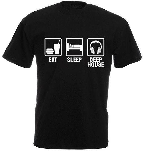 Mens Printed T-Shirt Eat Sleep Deep House