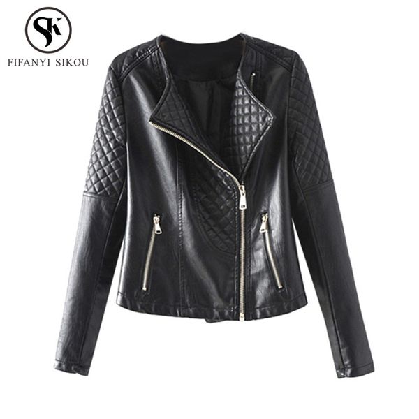 

black pu leather jacket women coat autumn casual fashion faux leather biker jacket female motorcycle coats loose soft outerwear