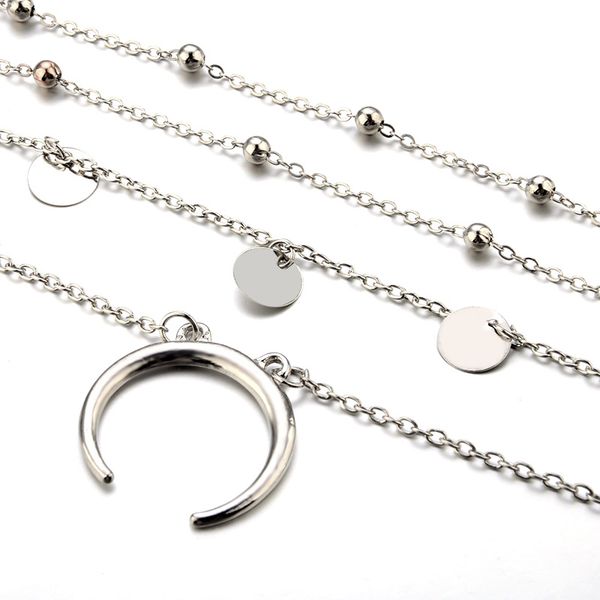 

pretty necklace beautifully long moon & pendants gold color moon coin chocker boho chain multilayer necklace, Golden;silver