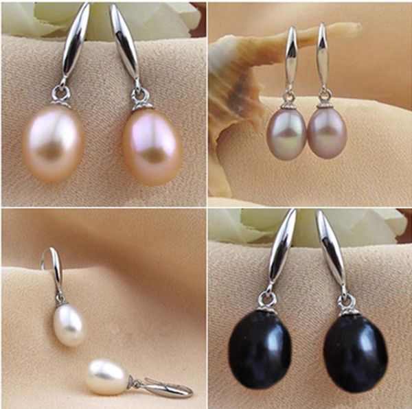 

fashion jewelry natural 8-9mm freshwater pearl silver dangle earrings