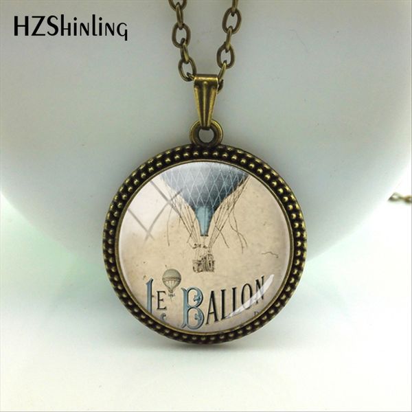 

air balloon necklace, vintage, flying machine, le balloon, travel pendant, retro plated chain included jewelry accessories, Silver