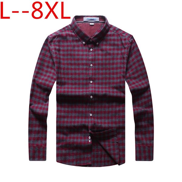 

plus size 8xl 6xl 5xl 4xl 2018 new men plaid shirt lapel leisure youth college student long-sleeved fashion and leisure shirt, White;black