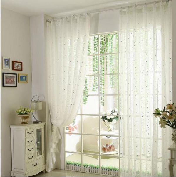 2019 White Curtains Star Gauze Screening Window Tulle Curtain