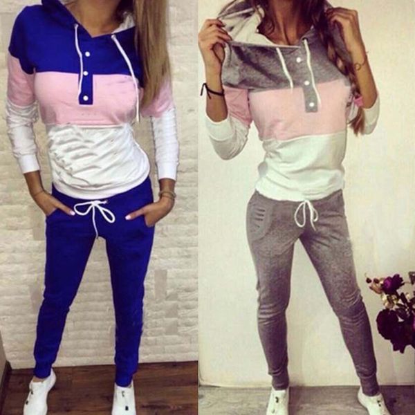 

Active Women Casual Elastic Waist Print Tracksuit Hoodie Sweatshirt Sweater Pants Jogger Outfits Set Female Hot 2pcs New Fashion
