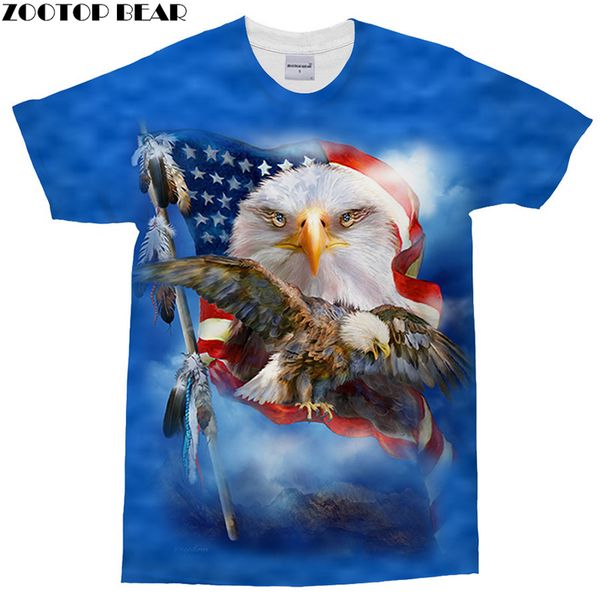 

flag printed t-shirt men sweatshirts eagle tshirt 3d tshirts anime tee streetwear summer hip hop dropship zooear, White;black