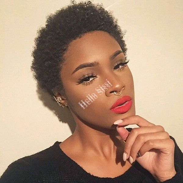 Afro Kinky Curl Short Brazilian Hair None Lace Bangs Short Hair