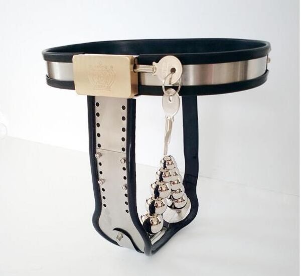 Cintura per dispositivo di castità maschile in acciaio inossidabile regolabile Modello T Pantaloni di ritenuta SM Bondage con tappo vaginale anale