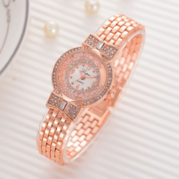

women watches luxury bracelet watch rhinestone rose gold ladies fashion quartz- watch dress watches jewelry -30, Slivery;brown